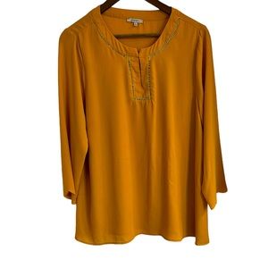 Jodifl mustard 3/4 sleeves flowy tunic women L